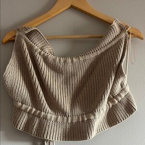 Beige Knit Crop Top